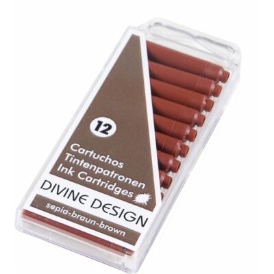 Divine Design | Pack de 12 Cartuchos de tinta estilográfica - Color Sepia