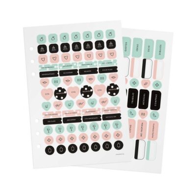 Charuca | Set de Pegatinas - Rosa/Mint - para agenda de 6 anillas - A5