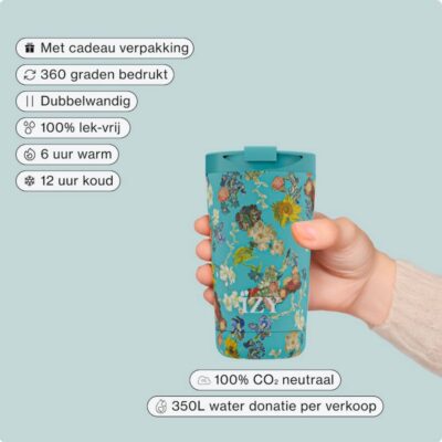 IZY Bottles B.V. | Taza Térmica - 350ml - Vincent's Flowers (green) - Imagen 4